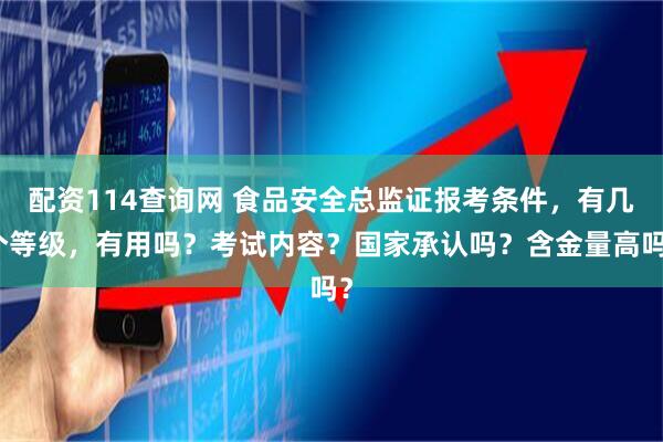 配资114查询网 食品安全总监证报考条件，有几个等级，有用吗？考试内容？国家承认吗？含金量高吗？